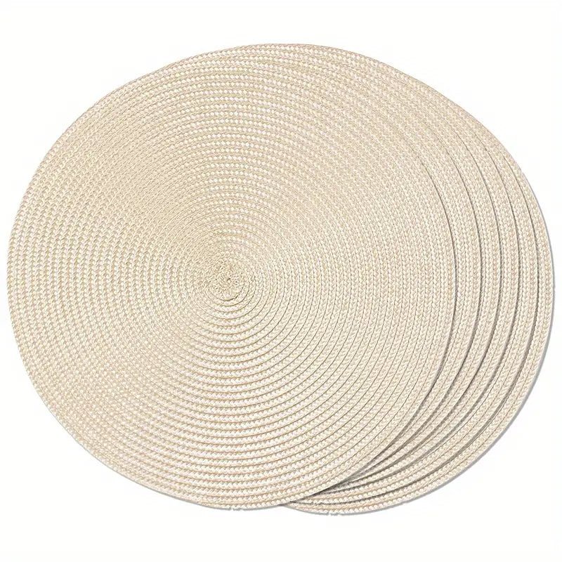 Tovaglietta Beige americana rotonda personalizzata in tricotin. - #intreccio_lia#