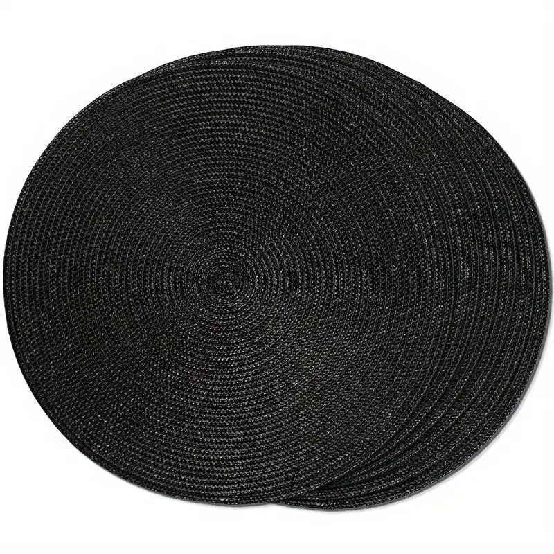 Tovaglietta Nera americana rotonda personalizzata in tricotin. - #intreccio_lia#