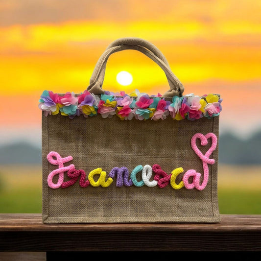 Borsa FlowerS Multicolor con tricotin Multicolor - intreccio_lia