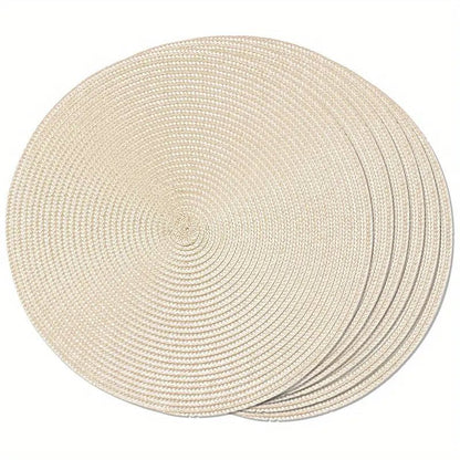 Tovaglietta Beige americana rotonda personalizzata in tricotin. - #intreccio_lia#